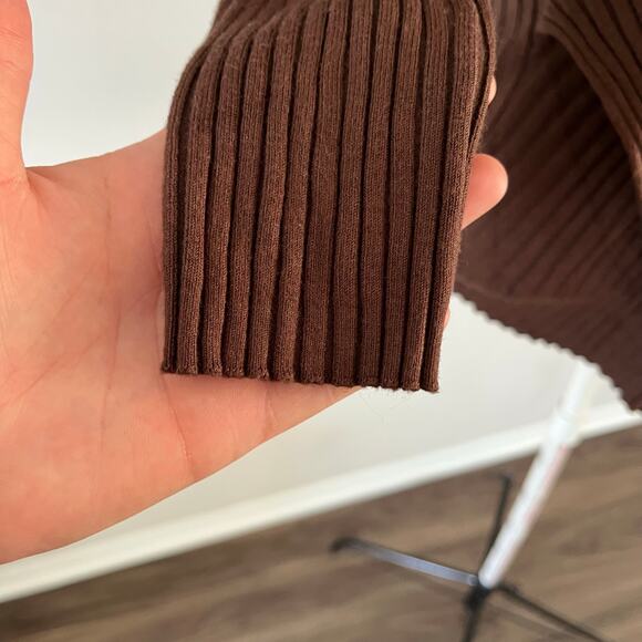 Retro Y2K Brown Wrap Ribbed Sweater Top Wmns M Cottagecore Goblincore - Picture 4 of 7